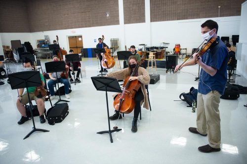 Students play in an ensemble during Winterim